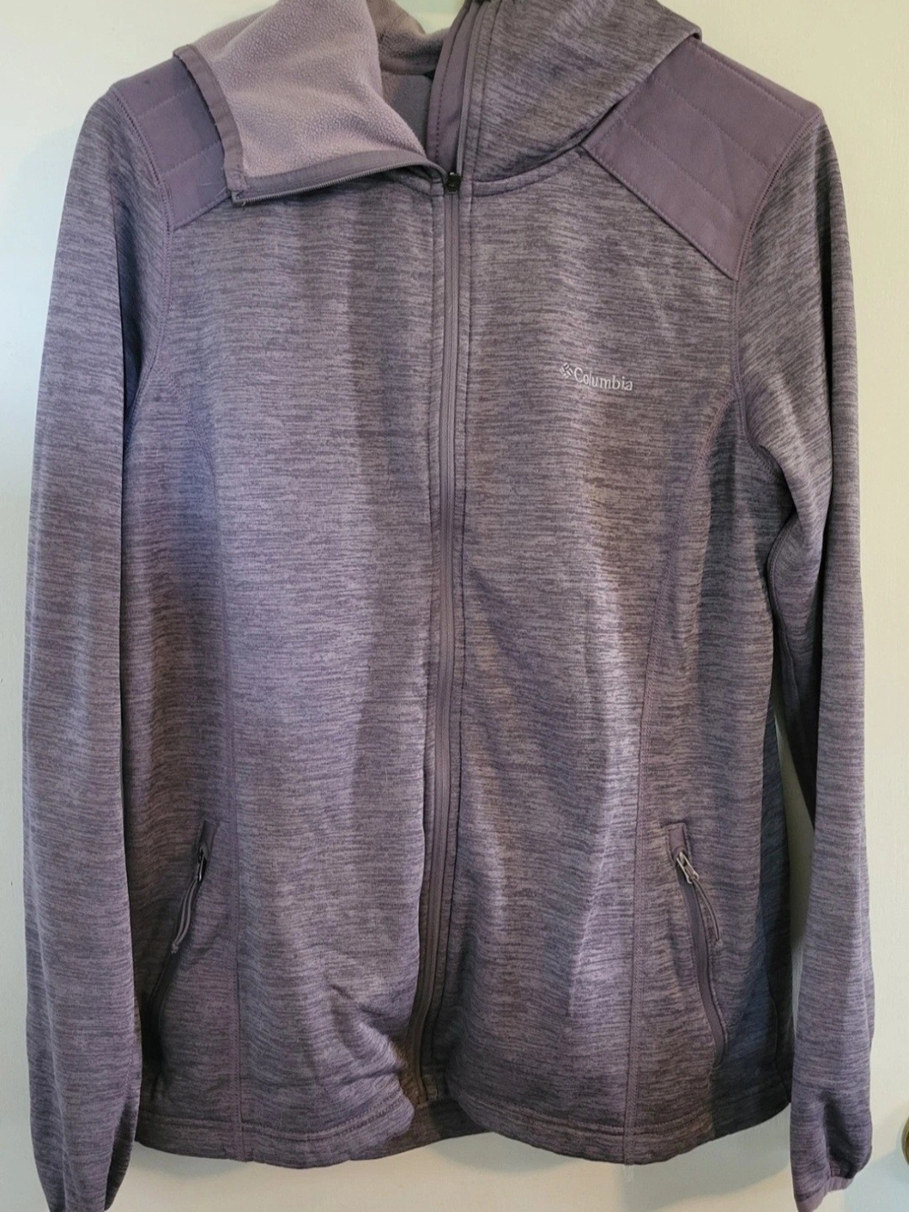 Columbia Women's Heathered Full Zip Fleece Hooded Jacket Performance Large